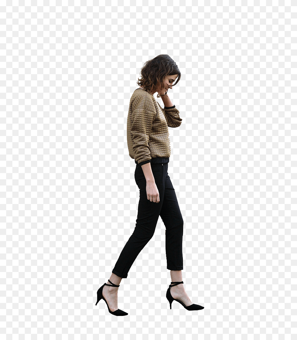 Woman Walking Cutout Man, Clothing, Sweater, Shoe, Knitwear Free Png Download
