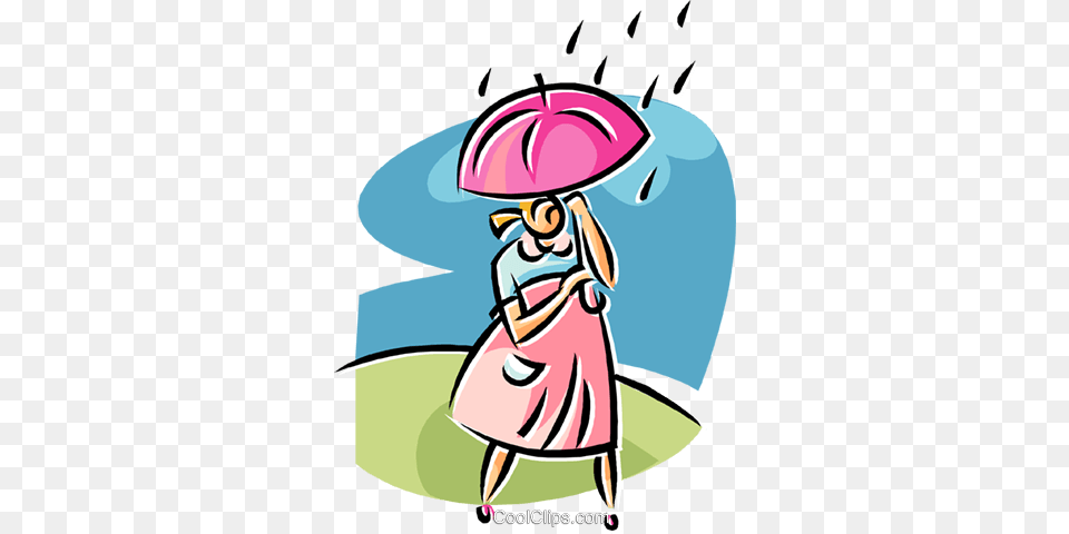 Woman Walking In The Rain Royalty Vector Clip Art, Publication, Book, Comics, Graphics Free Png Download