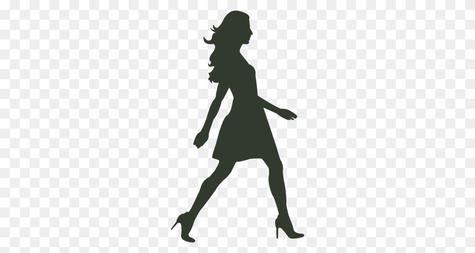 Woman Walking Pose Silhouette Dress, Person, Leisure Activities, Dancing, Head Png Image