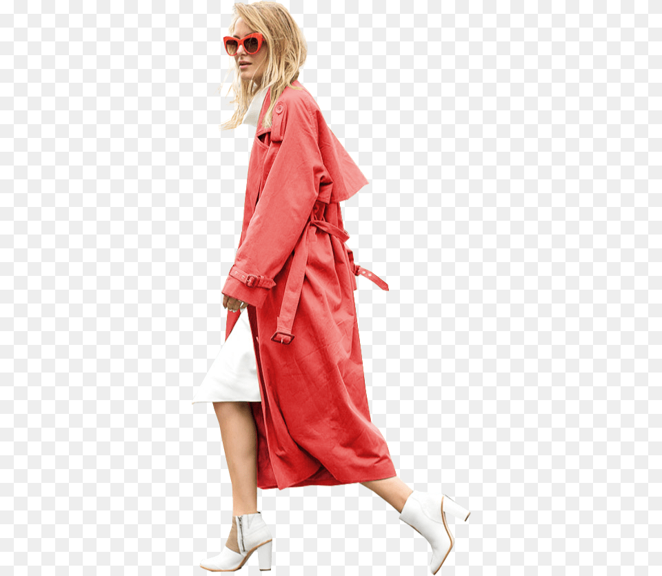 Woman Walking Salmon People Walking People Cut Out, Adult, Person, Overcoat, Female Free Transparent Png