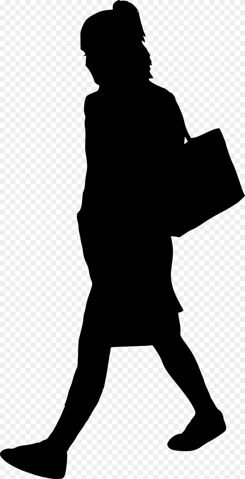 Woman Walking Silhouette, Gray Png Image