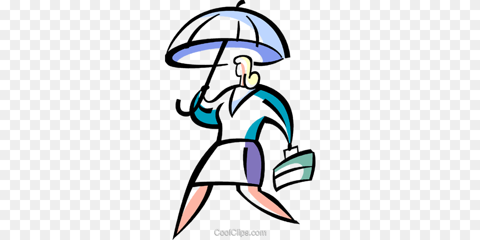 Woman Walking To Work With Umbrella Royalty Vector Clip Art, Book, Comics, Publication, Bag Free Png