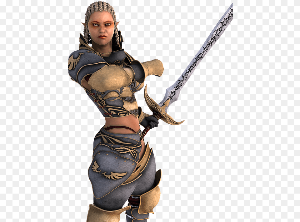 Woman Warrior Fit Power Fighter Tough Girl Figurine, Clothing, Costume, Person, Sword Png