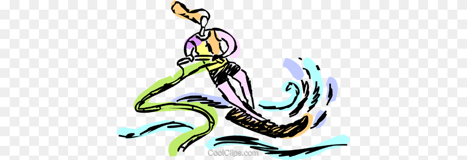 Woman Water Skiing Royalty Vector Clip Art Illustration, Outdoors, Nature, Person, Smoke Pipe Png
