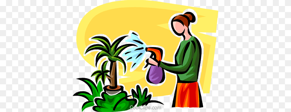 Woman Watering Plants Royalty Vector Clip Art Illustration, Person, Garden, Gardener, Gardening Free Png Download