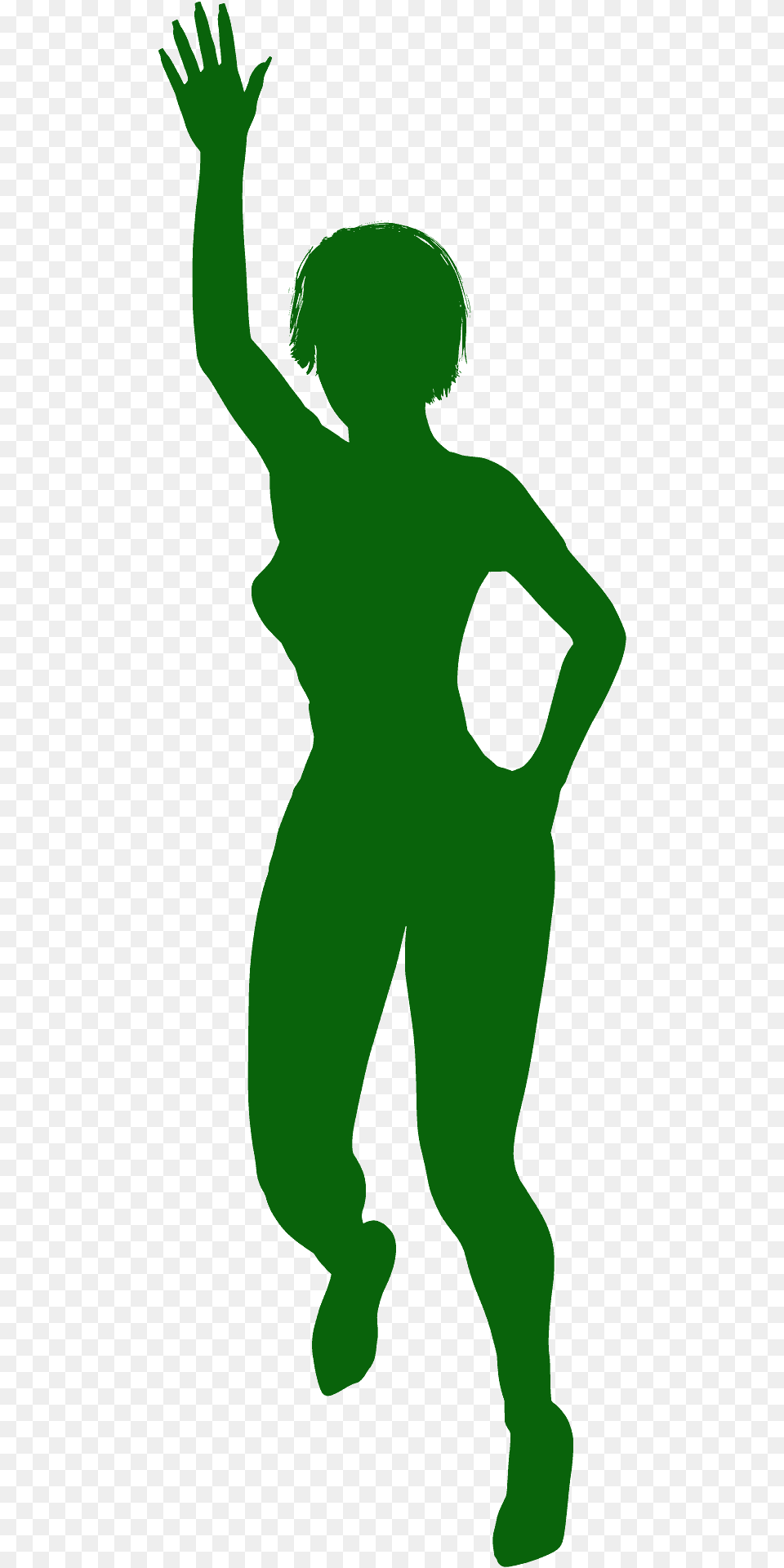 Woman Waving Hand Silhouette, Green, Person, Alien, Head Png Image