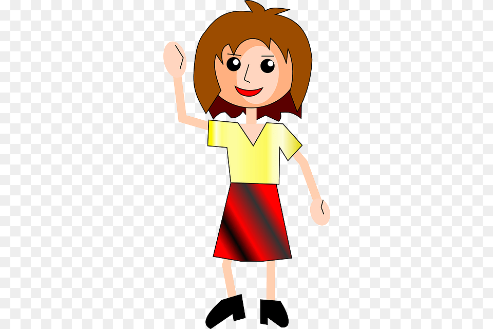 Woman Waving Hi Clipart, Cutlery, Person, Book, Comics Free Transparent Png