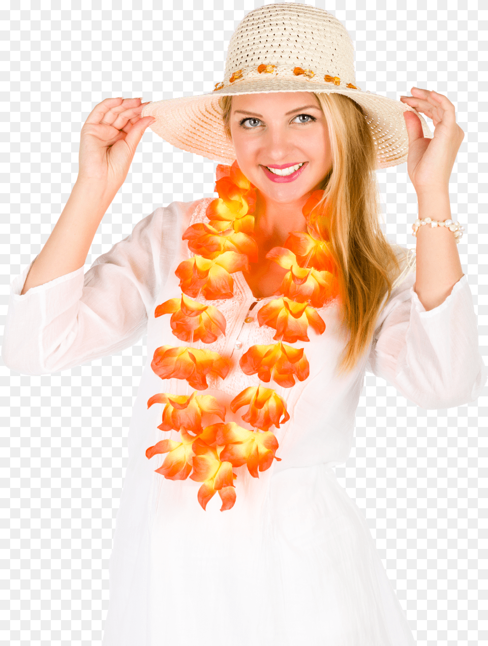 Woman Wearing Lei Stock Photo Lei, Accessories, Plant, Ornament, Hat Free Png Download
