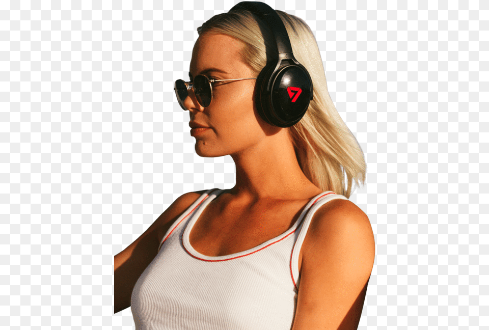 Woman Wearing Red Colored Neon 100 Bluetooth Headphone Hearing, Adult, Female, Person, Accessories Png