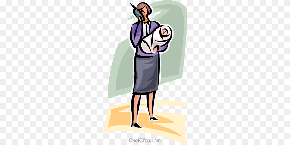 Woman With A Baby Talking On Cell Phone Royalty Illustration, Adult, Person, Female, Photography Png Image
