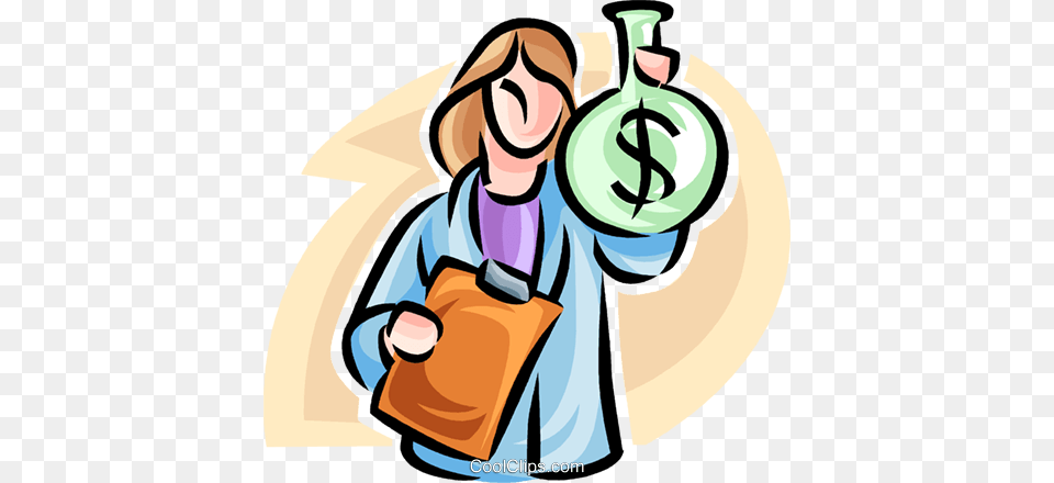 Woman With A Bag Of Money Royalty Free Vector Clip Art, Photography, Cleaning, Person Png