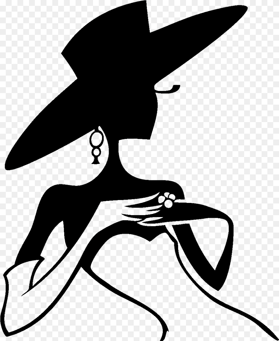 Woman With A Hat Silhouette Lady With Hat Silhouette, Gray Png Image