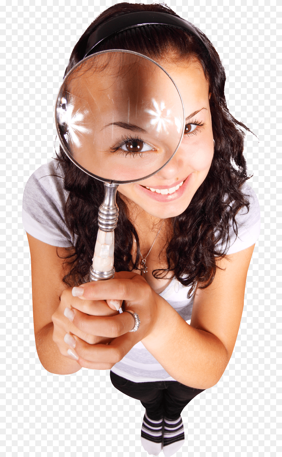 Woman With A Magnifying Glass, Body Part, Face, Finger, Hand Free Png