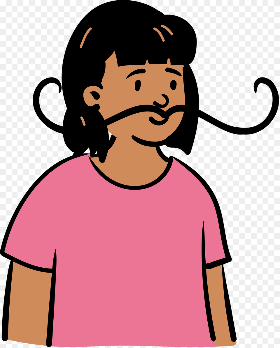 Woman With A Mustache Clipart, Child, Face, Female, Girl Png Image