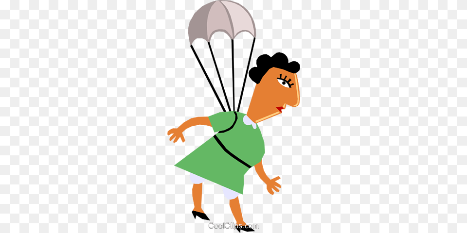 Woman With A Parachute Royalty Vector Clip Art Illustration, Boy, Child, Male, Person Free Transparent Png