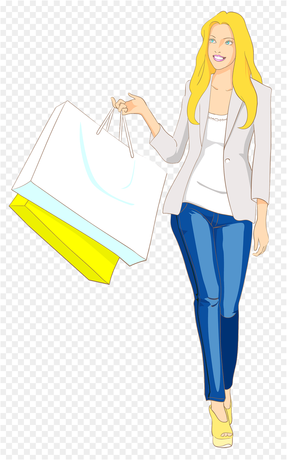Woman With A Shopping Bag Clipart, Person, Pants, Clothing, Girl Png Image