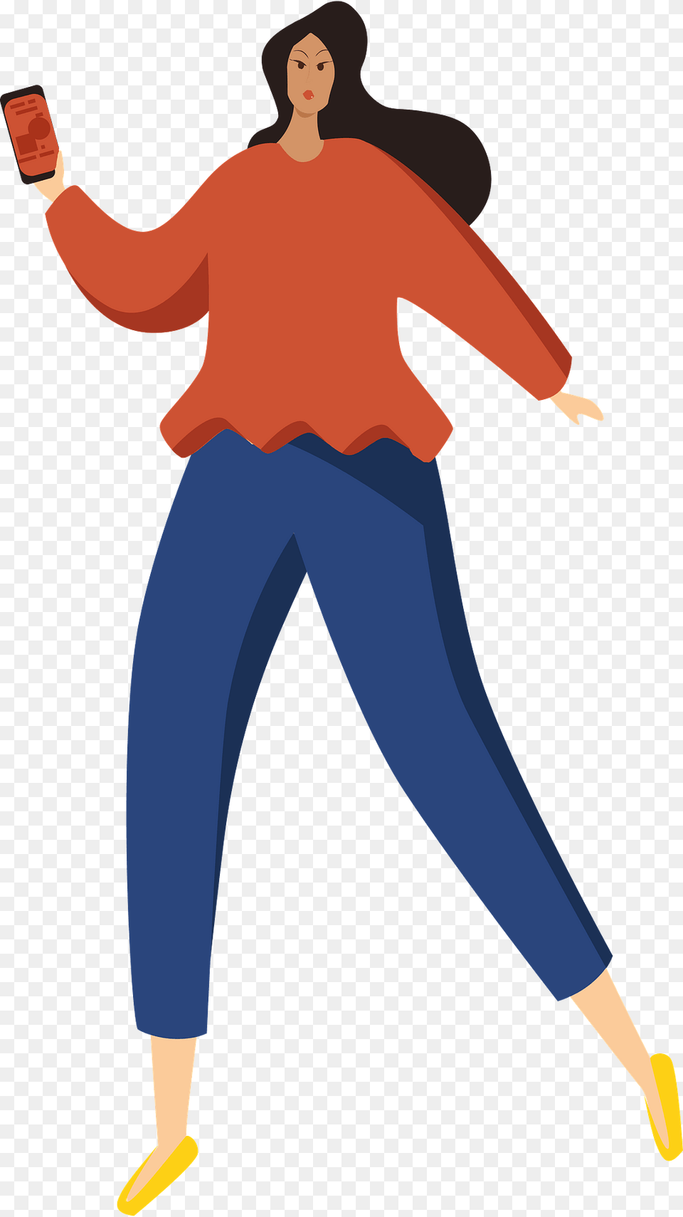 Woman With A Smartphone Clipart, Clothing, Pants, Adult, Person Free Transparent Png