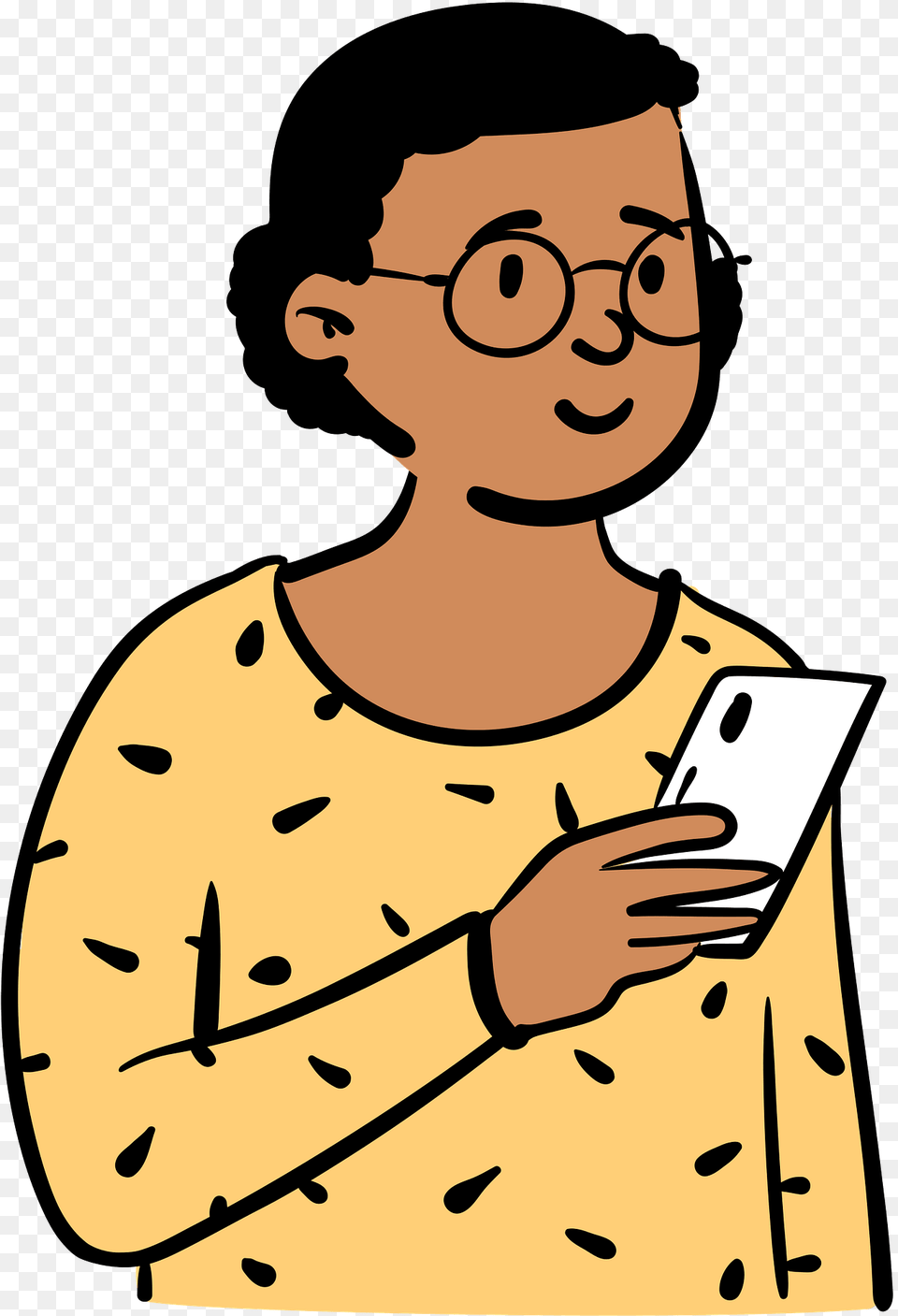 Woman With A Smartphone Clipart, Person, Reading, Adult, Male Free Png Download