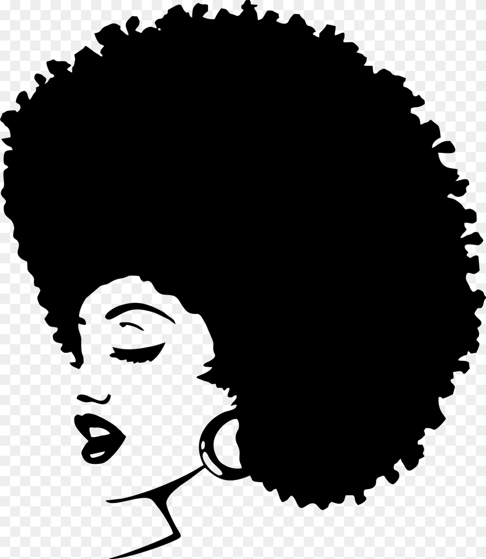 Woman With Afro Hairstyle Clipart, Silhouette, Stencil, Person, Clothing Free Png