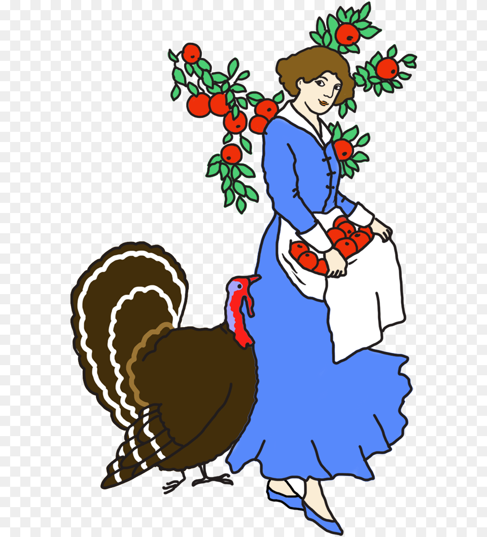 Woman With Apples And Turkey Cartoon, Baby, Person, Face, Head Free Transparent Png