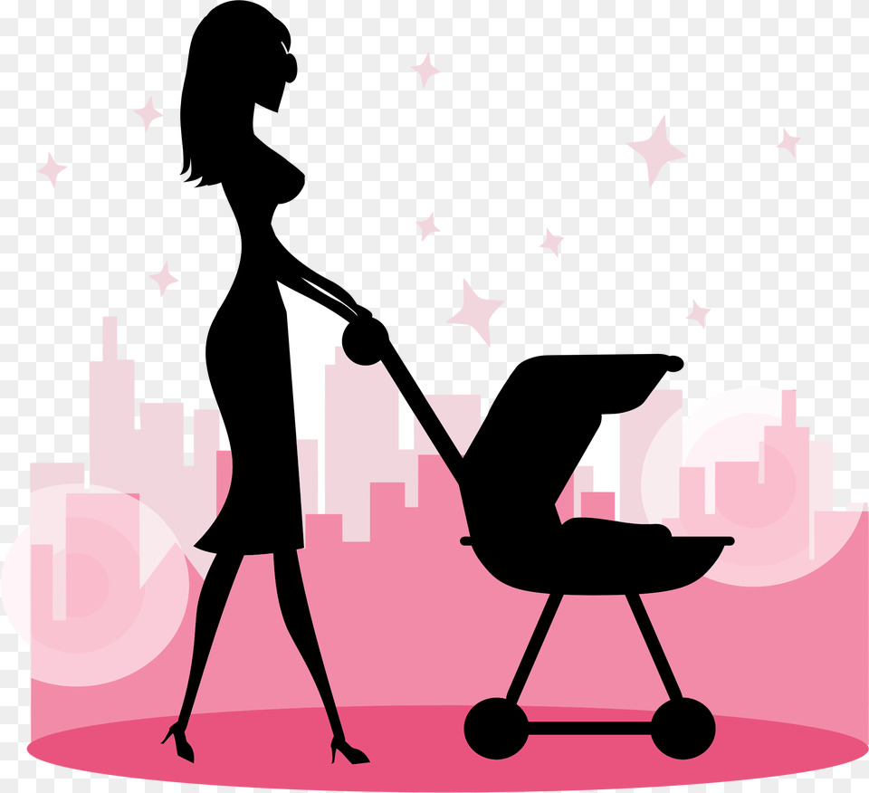 Woman With Baby Carriage Silhouette Clip Arts Clipart Woman With Baby, Adult, Cleaning, Female, Person Free Transparent Png