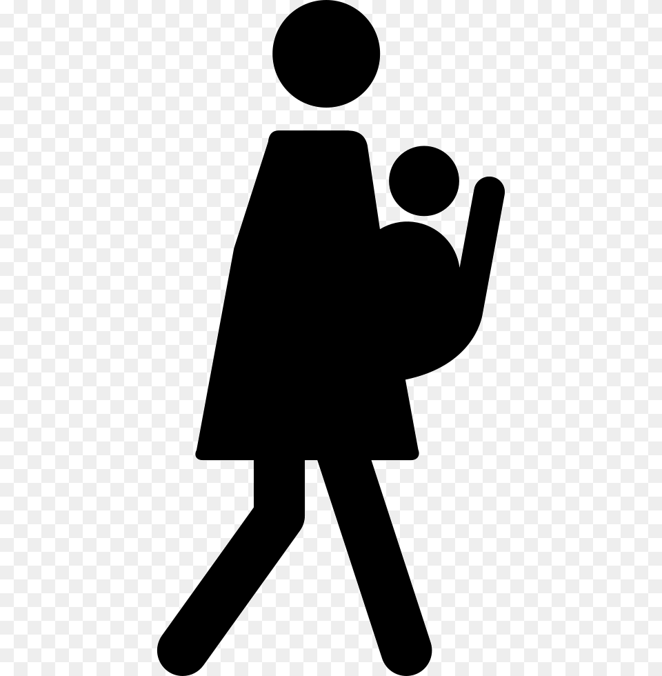 Woman With Baby Woman With Baby Icon, Silhouette, Stencil, People, Person Png Image