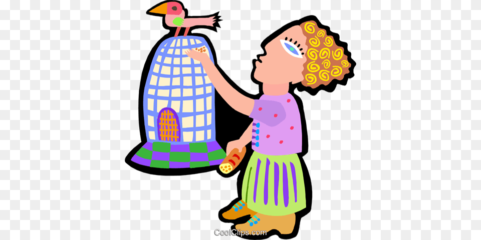 Woman With Bird On Cage Royalty Vector Clip Art Illustration, Nature, Outdoors, Animal, Penguin Free Transparent Png