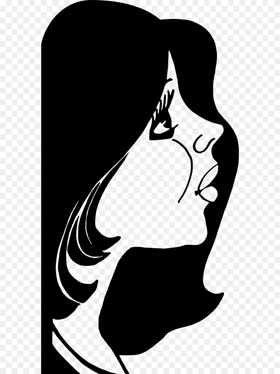 Woman With Black Hair Clip Art, Stencil, Adult, Female, Person Png Image