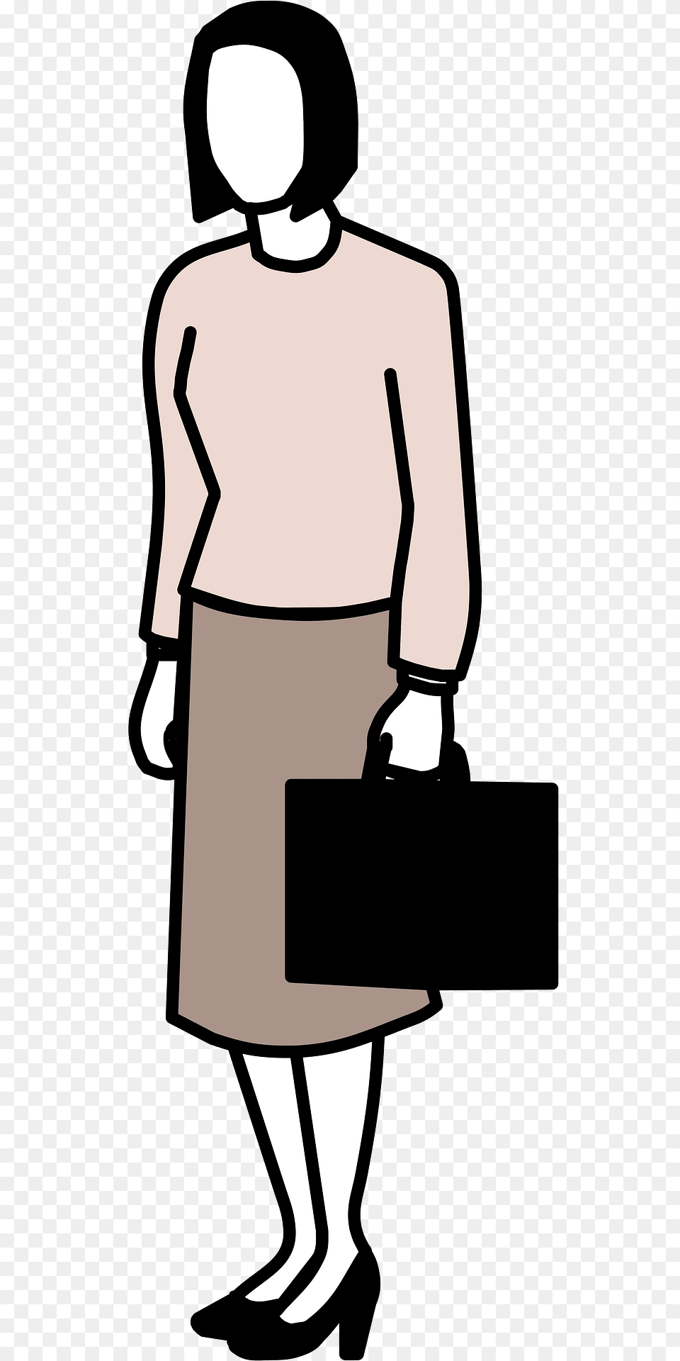 Woman With Briefcase Clipart, Long Sleeve, Bag, Clothing, Sleeve Png