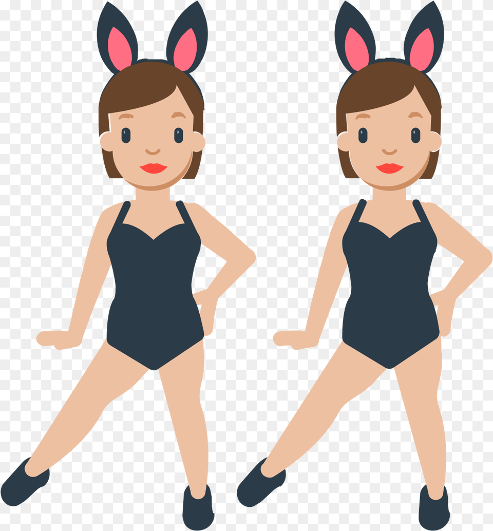 Woman With Bunny Ears Emoji Transparent Background, Dancing, Leisure Activities, Person, Baby Png Image