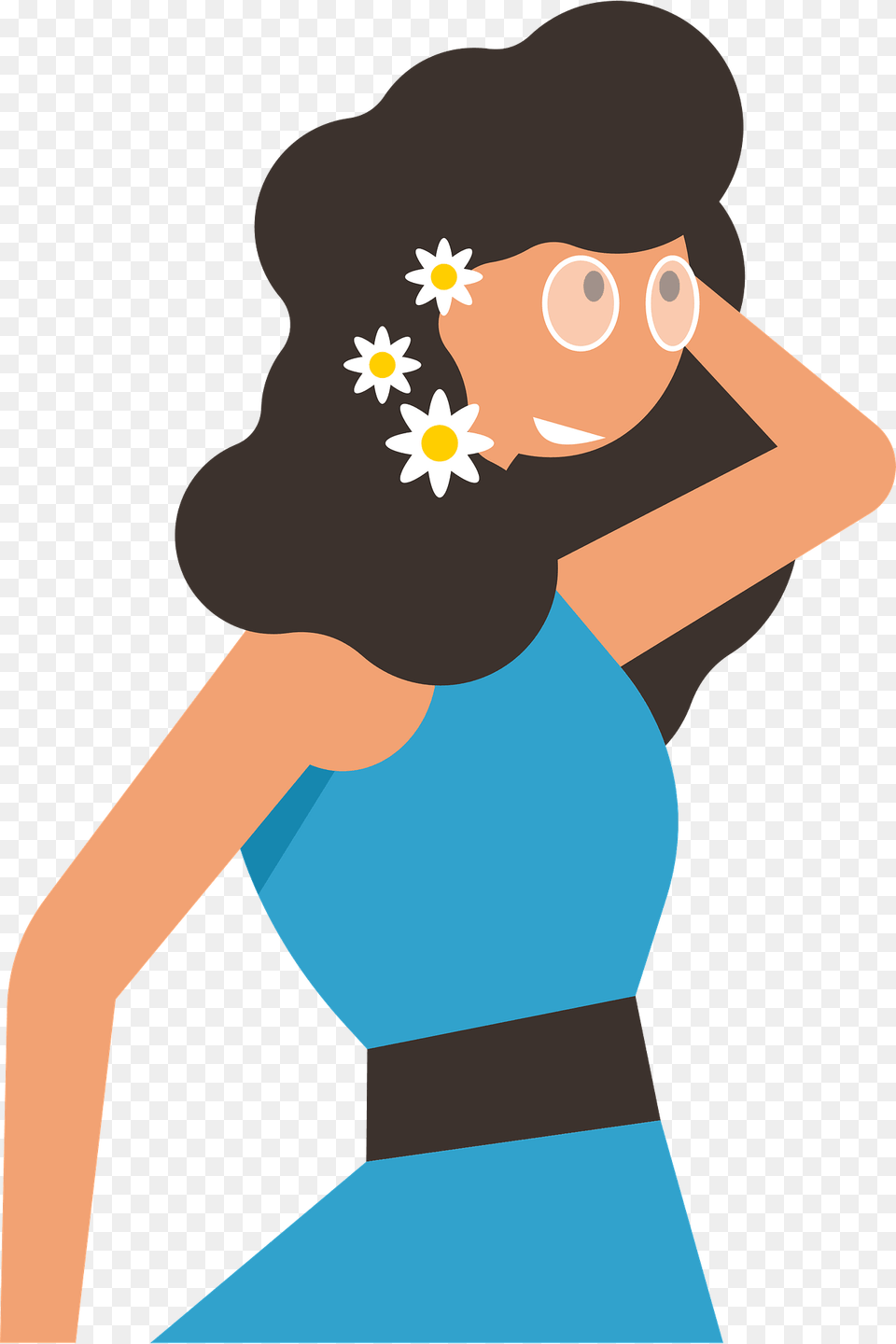 Woman With Daisies Clipart, Clothing, Dress, Adult, Female Png Image