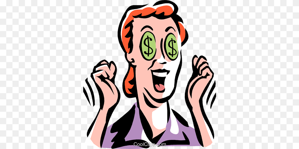 Woman With Dollar Sign Eyes Royalty Vector Clip Art, Adult, Female, Person, Face Free Png Download