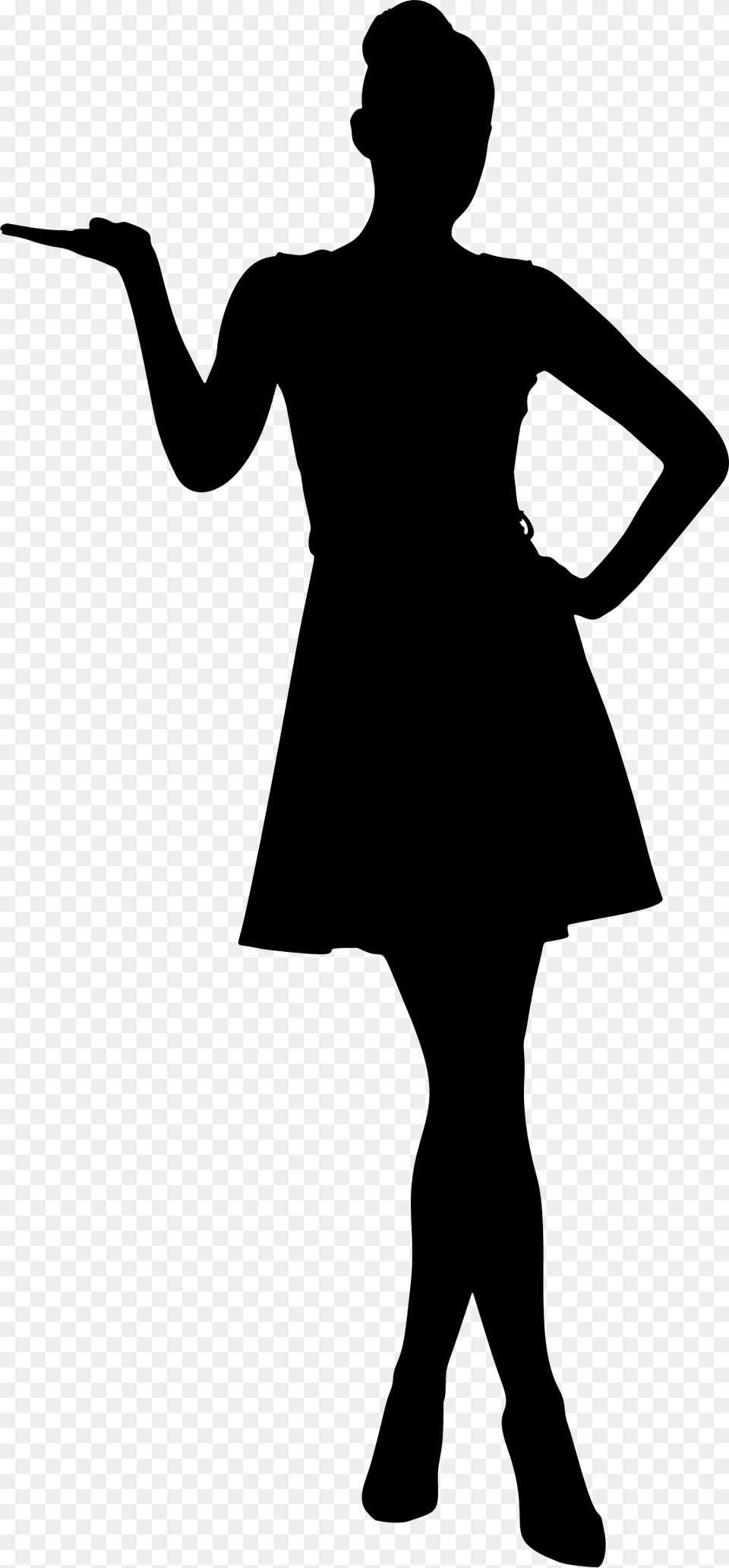 Woman With Hand On Woman Hand On Hip Silhouette, Gray Free Transparent Png