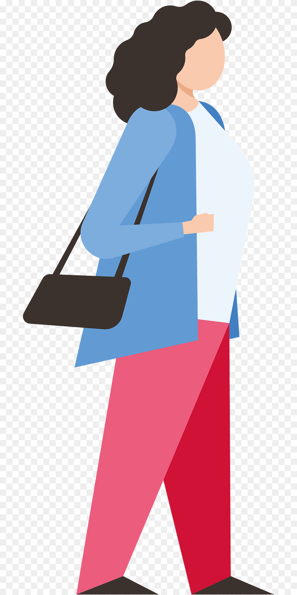 Woman With Handbag Clipart, Accessories, Person, Walking, Bag Png Image