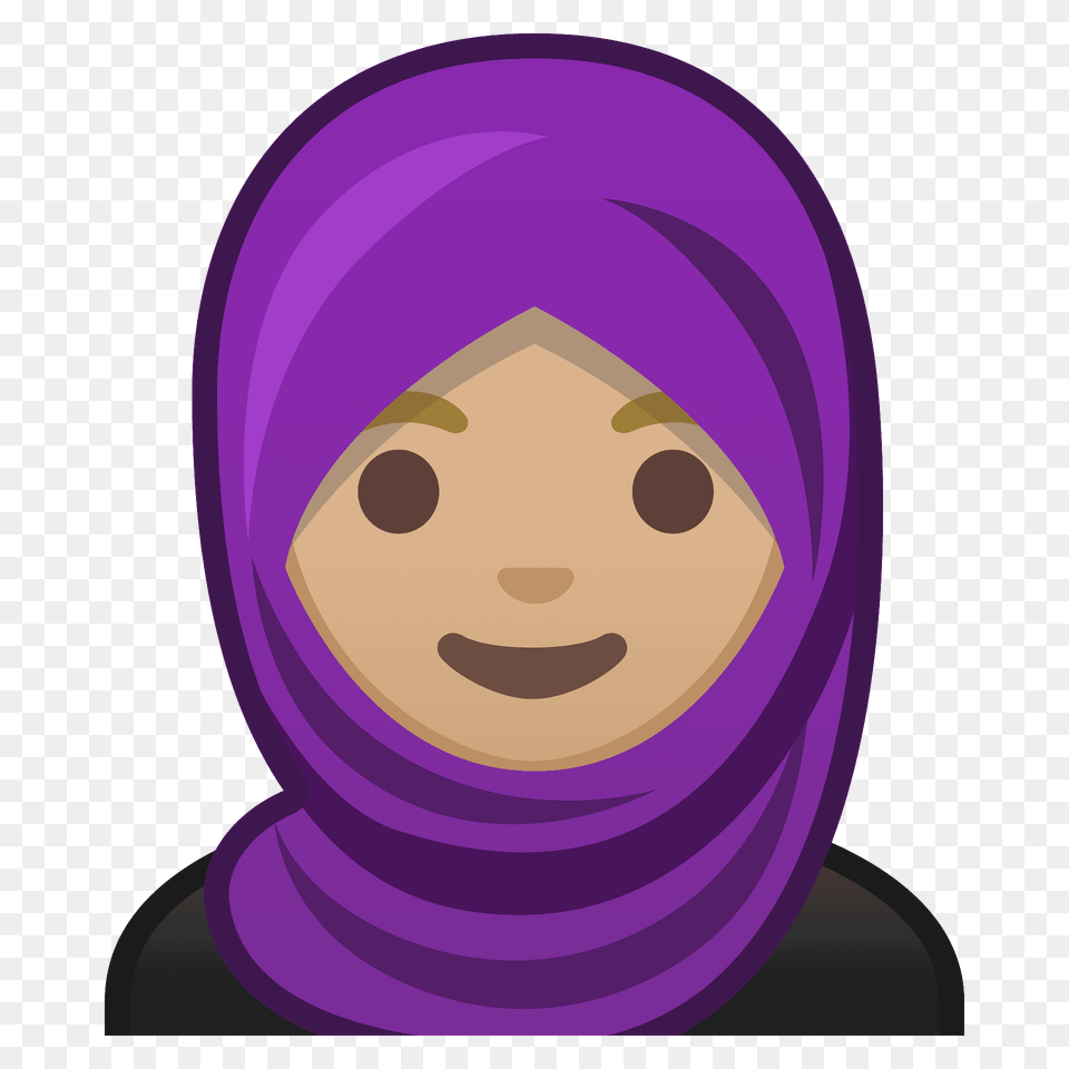 Woman With Headscarf Emoji Clipart, Clothing, Hood, Purple, Face Png