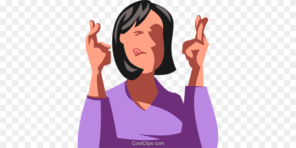 Woman With Her Fingers Crossed Royalty Vector Clip Art, Person, Body Part, Finger, Hand Free Transparent Png