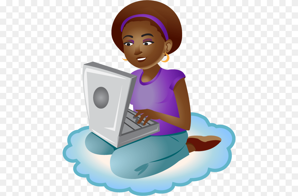 Woman With Laptop, Computer, Electronics, Sitting, Person Free Png