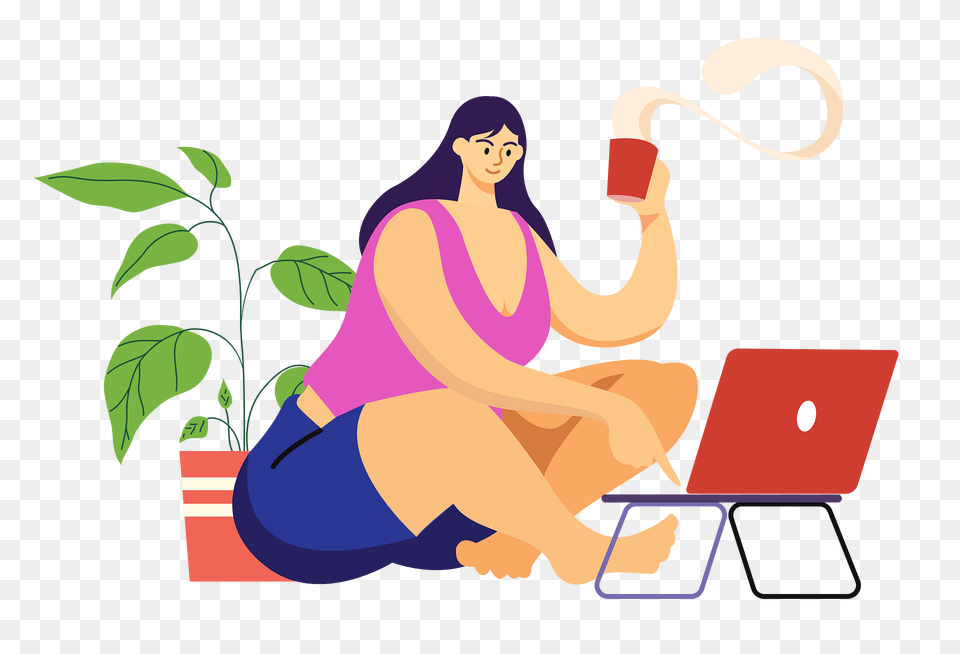 Woman With Laptop Clipart, Adult, Female, Person, Face Free Png
