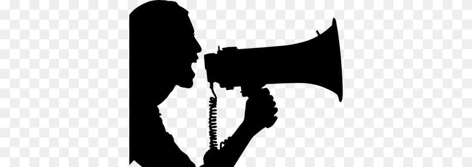 Woman With Megaphone Silhouette, Gray Png