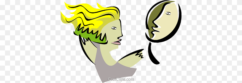 Woman With Mirror Grooming Royalty Vector Clip Art, Graphics, Book, Comics, Publication Free Transparent Png