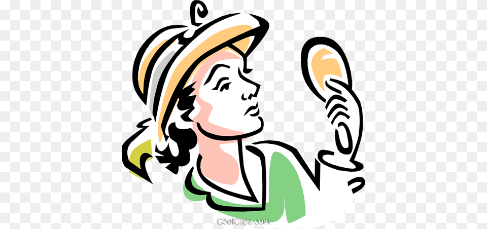 Woman With Mirror Royalty Vector Clip Art Illustration, Clothing, Hat, Light, Face Free Png Download