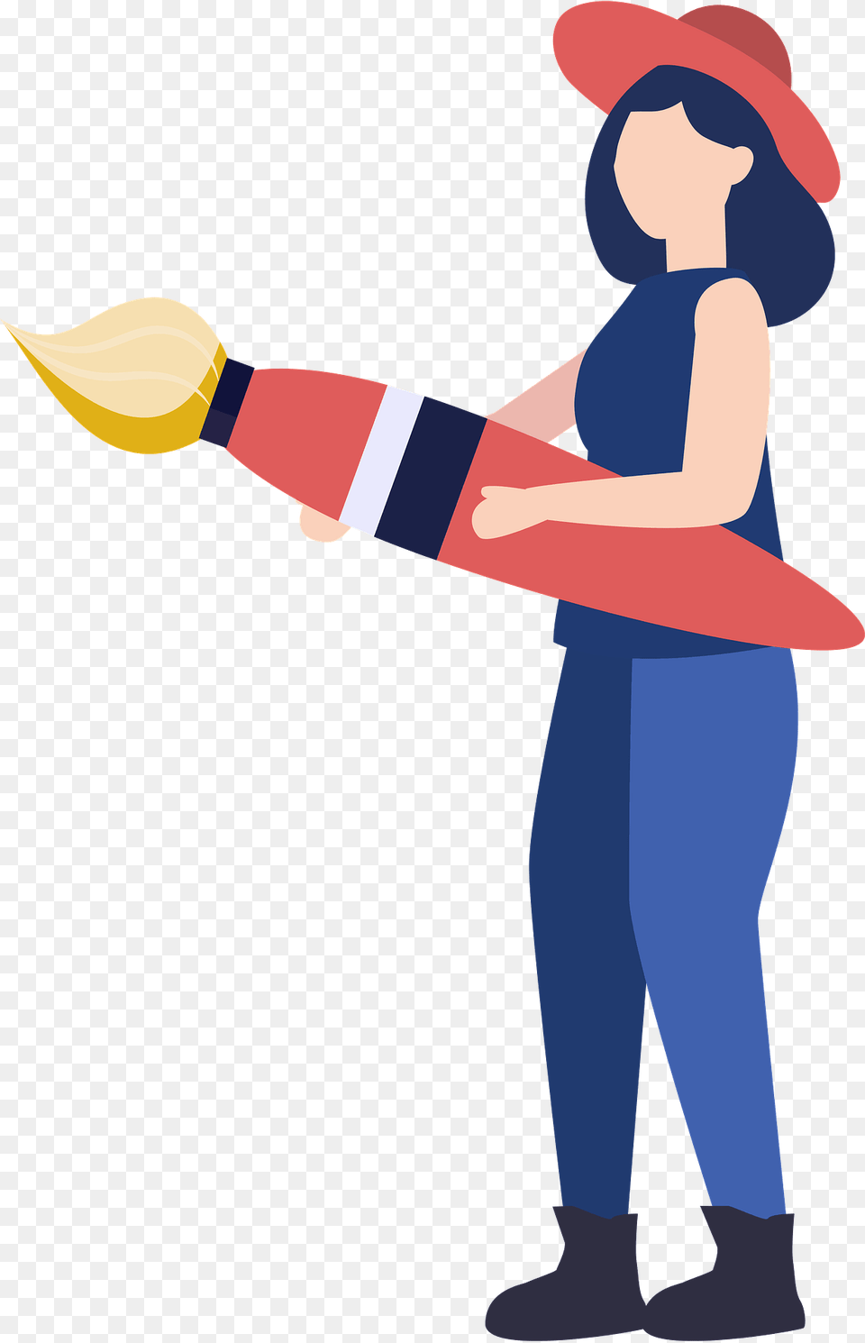 Woman With Paintbrush Clipart, Clothing, Hat, Person, Dynamite Png Image