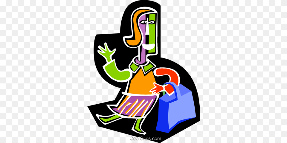 Woman With Shopping Bag Royalty Vector Clip Art Illustration, Person, Cleaning Free Png