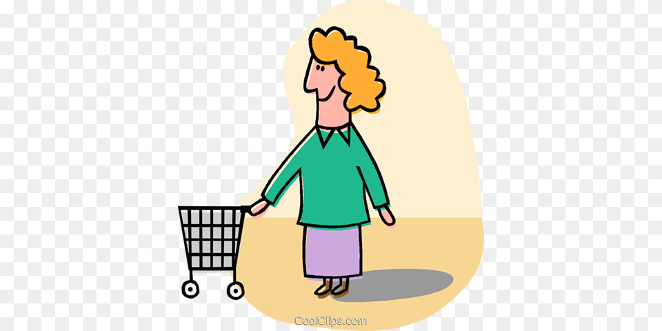 Woman With Shopping Cart Royalty Vector Clip Art Illustration, Cleaning, Person, Clothing, Long Sleeve Free Png