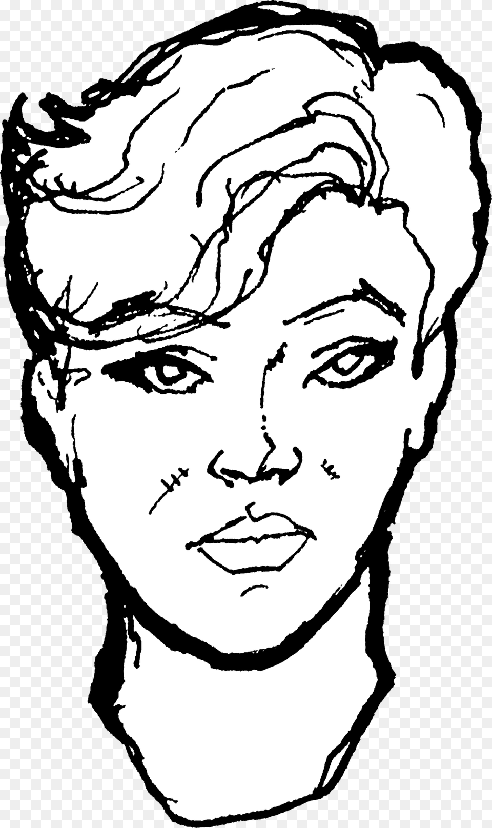Woman With Short Hair, Portrait, Art, Drawing, Face Free Png