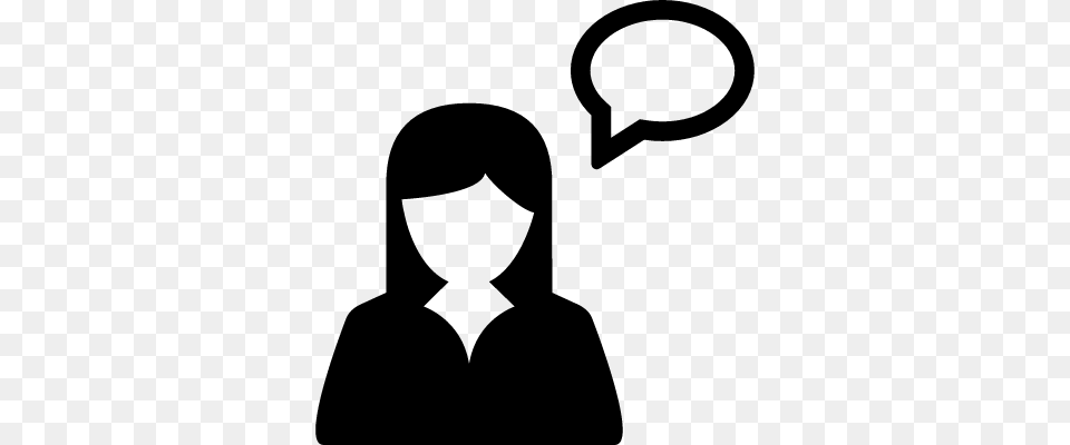 Woman With Speech Balloon Vector Girl Talking Icon, Gray Free Png