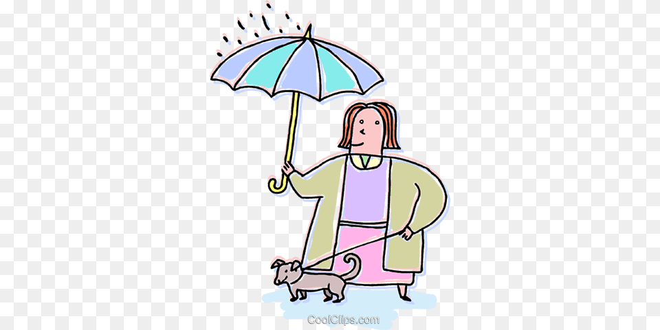 Woman With Umbrella And Dog On A Leash Royalty Vector Clip, Clothing, Coat, Baby, Person Png