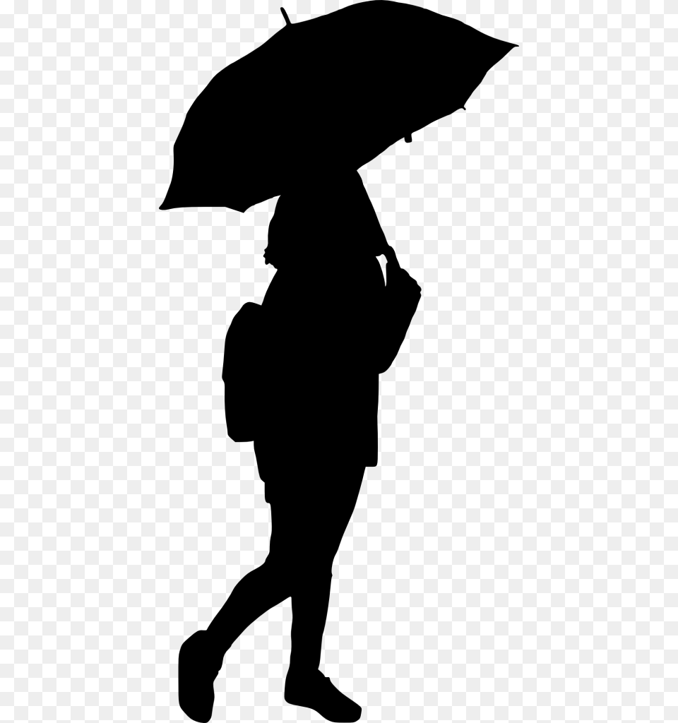 Woman With Umbrella Silhouette Pretty Silhouettes With Umbrella, Gray Free Png