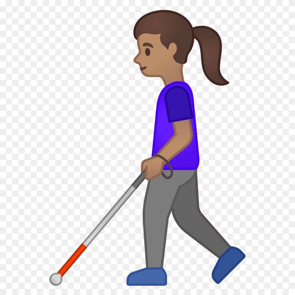 Woman With White Cane Emoji Clipart, People, Person, Walking, Cleaning Free Transparent Png