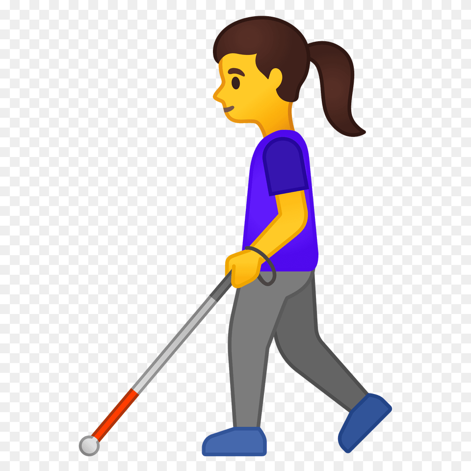 Woman With White Cane Emoji Clipart, People, Person, Walking, Cleaning Free Png